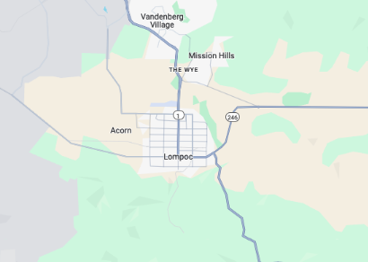 map showing where Lompoc is